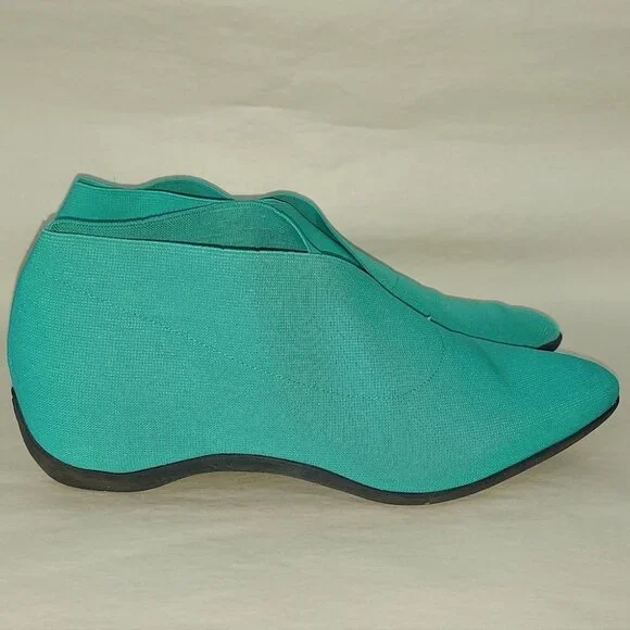 John Fluevog Women Power Up Embrace Elastic Ankle Booties Size 9 Teal Vegan - Picture 3 of 12